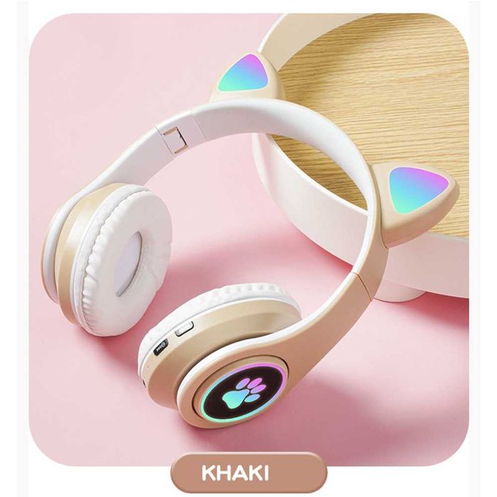 Котешки Слушалки CAT , Светещи, BT5.0, Микрофон,  TF, MP3 плейър