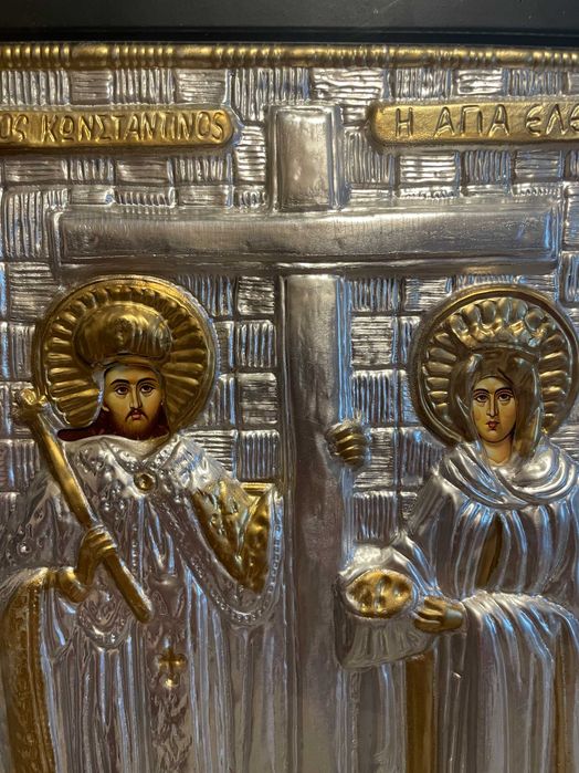 icoana arginatata icoana veche sfinti constatin si elena icoana  30x40