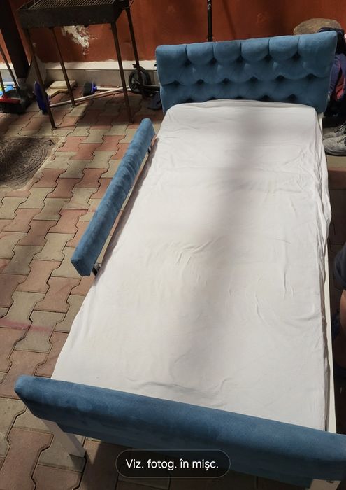 Pat tapitat 1 persoana albastru