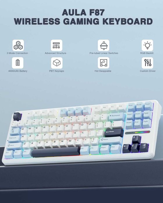 Механична клавиатура AULA F87 Wireless 75% TKL