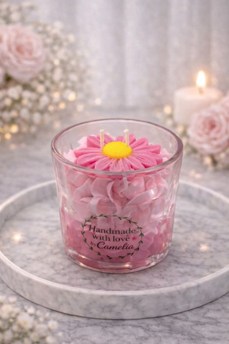 Cadou ideal-Lumanare parfumata din ceara de soia cu aroma de capsuni