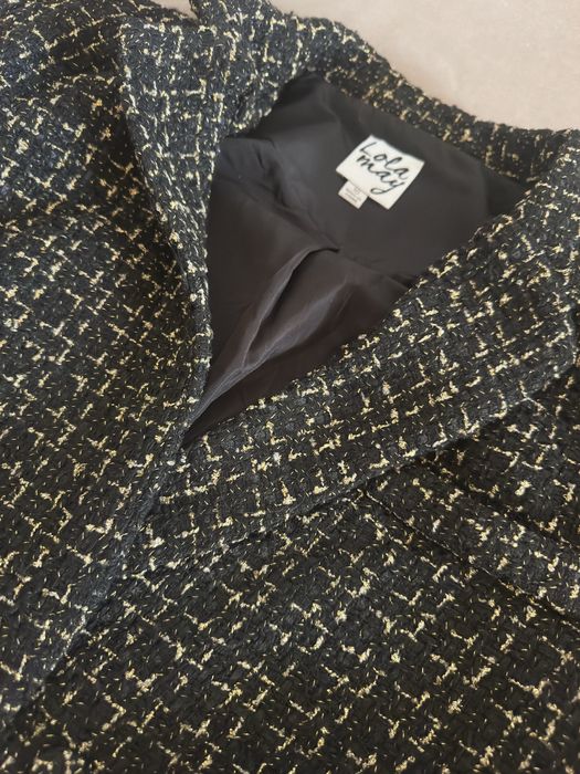 Късо сако черно със златисти нишки