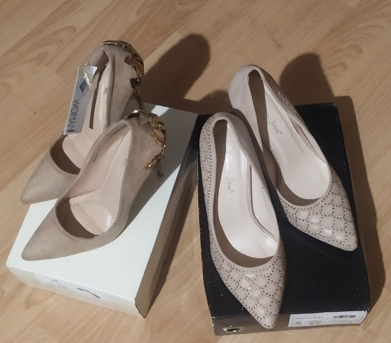 Обувки с висок ток 38 номер и рокли