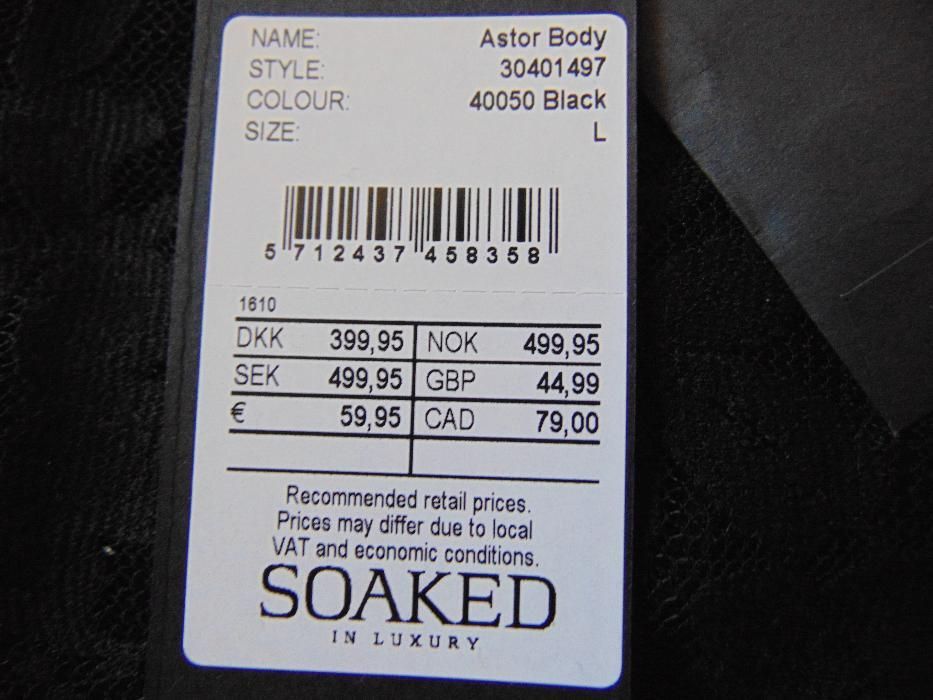 Body negru marime L cu dantelă de la Soaked In Luxury Danemarca.