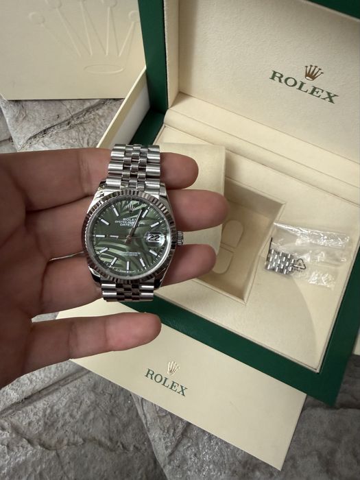 Rolex datejust 36 palm motif  aur alb /otel