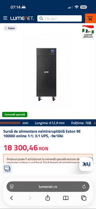 UPS Eaton 9E10Ki Hardwire, 10000VA