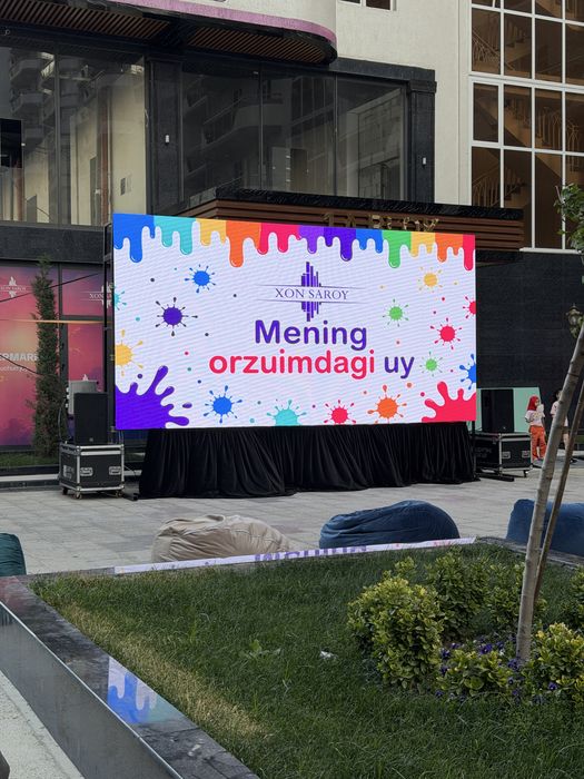 Arenda Led ekran, alyumin konstruksiya, podium, svetomuzika