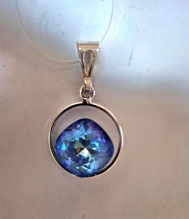 Set argint925 cercei și pandantiv cu cristale Swarovski  Blue Lagoon