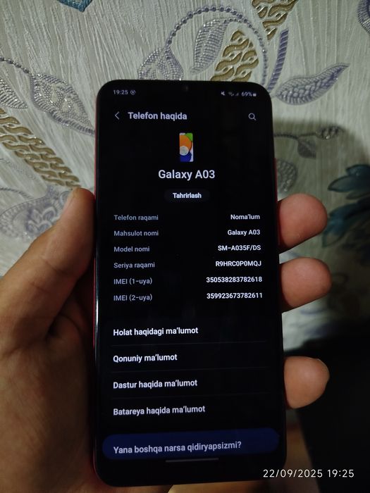 Galaxy  A03 sotiladi