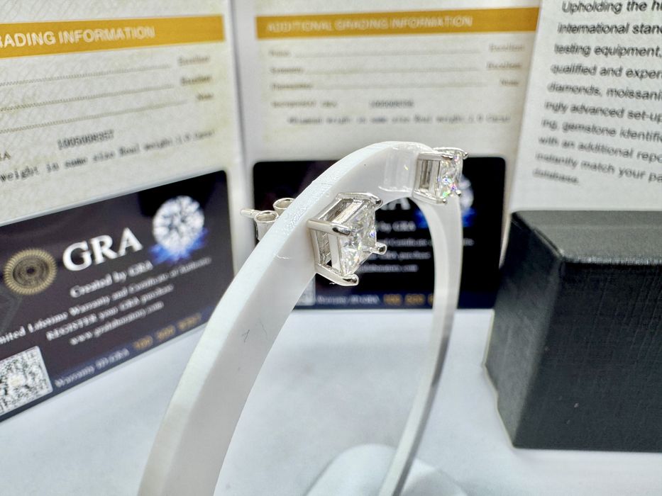 Сребърни обеци с мойсанит (Диамант) 1 карат