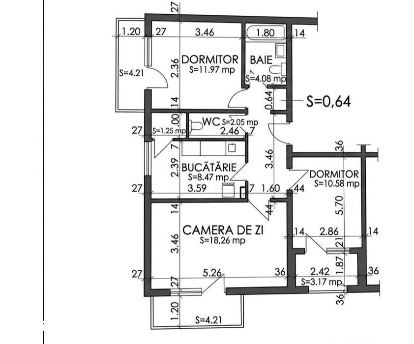 Apartament 3 camere | 71 mp + balcon | locatie excelenta