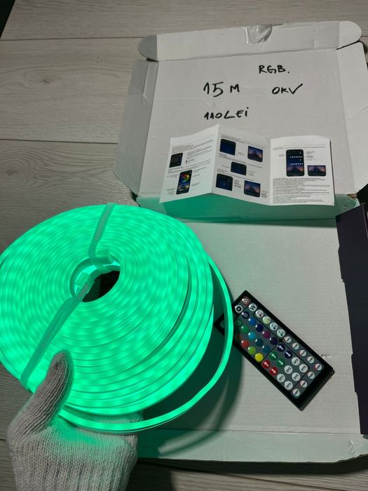 Banda Led 15m waterproof siliconata cu aplicatie telefon