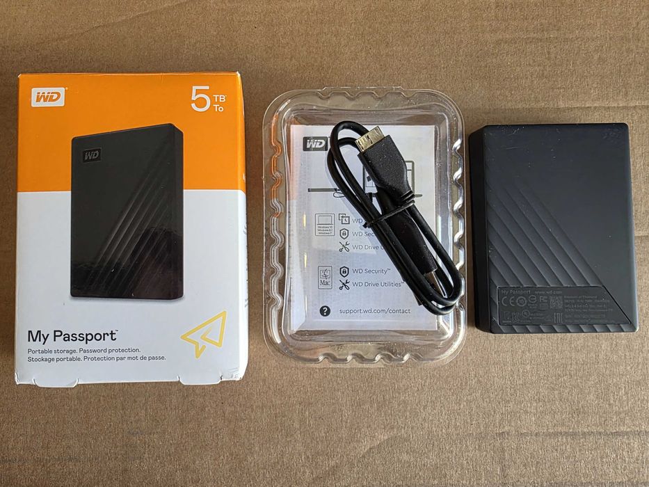 WD My Passport 5TB Външен Твърд Диск УСБ, Hard Drive USB 3.2 Gen