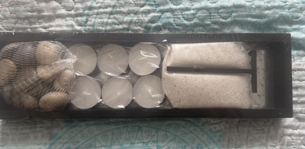 Комплект за декорация с пясък, свещи и миди