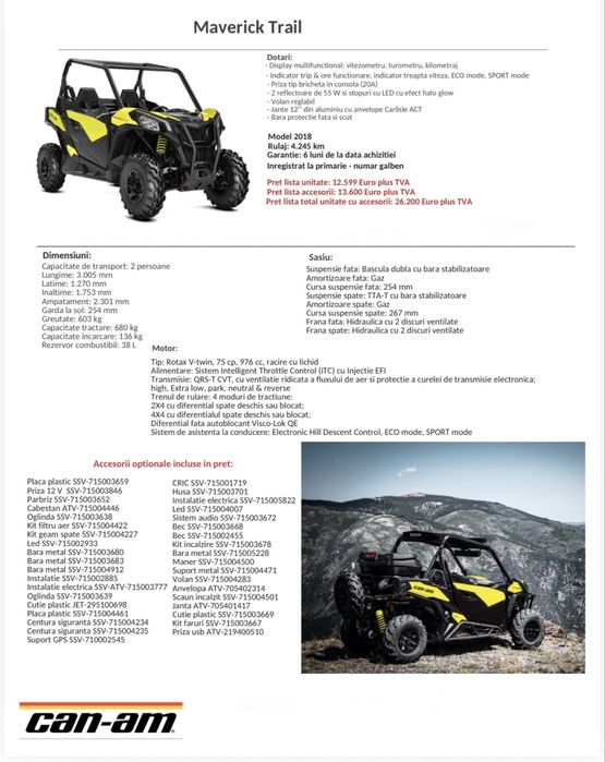 Canam Maverick Trail 1000 2018 SSV / UTV / Buggy