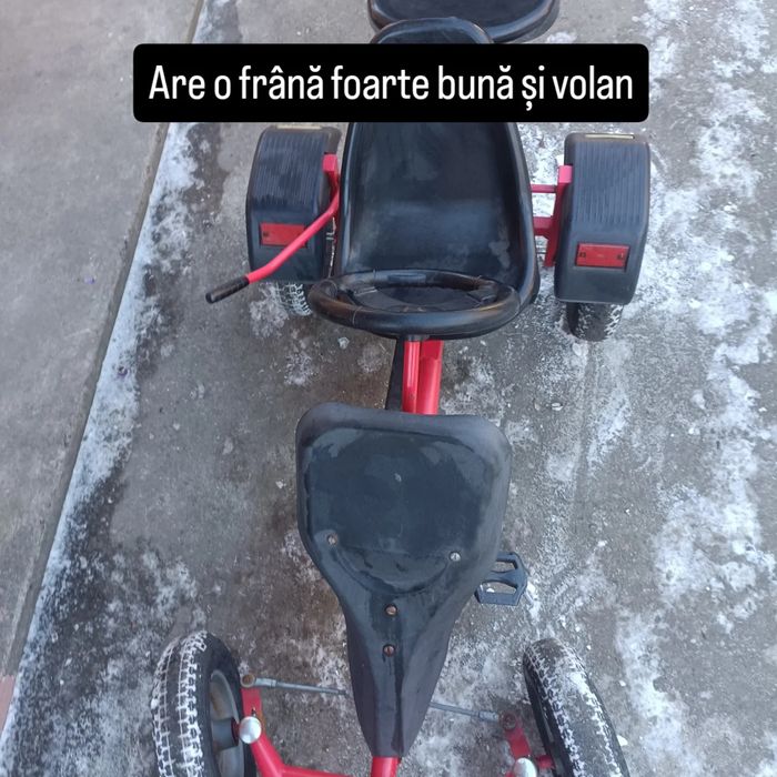 Cart cu pedale cu 4 roti de cauciuc