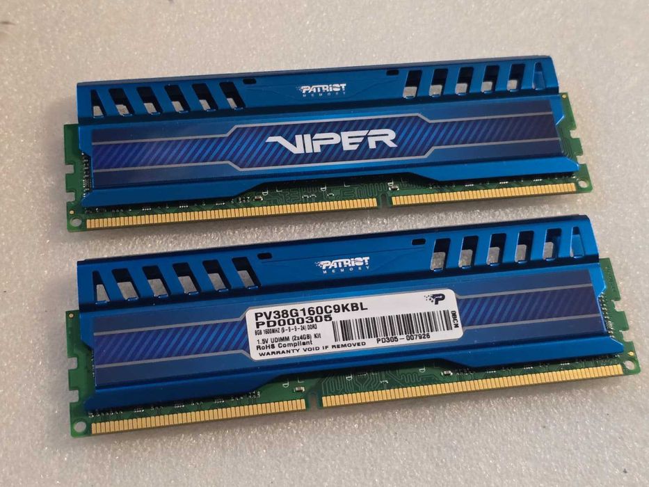 Kit RAM memorie Patriot Viper 3 Blue 8GB (2x4GB) DDR3 1600MHz CL9 1.5V UDIMM PV38G160C9KBL