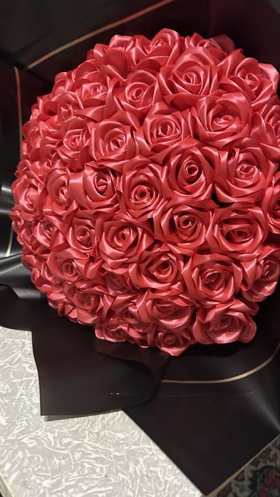 Цветы атласных лента букет 51 шт