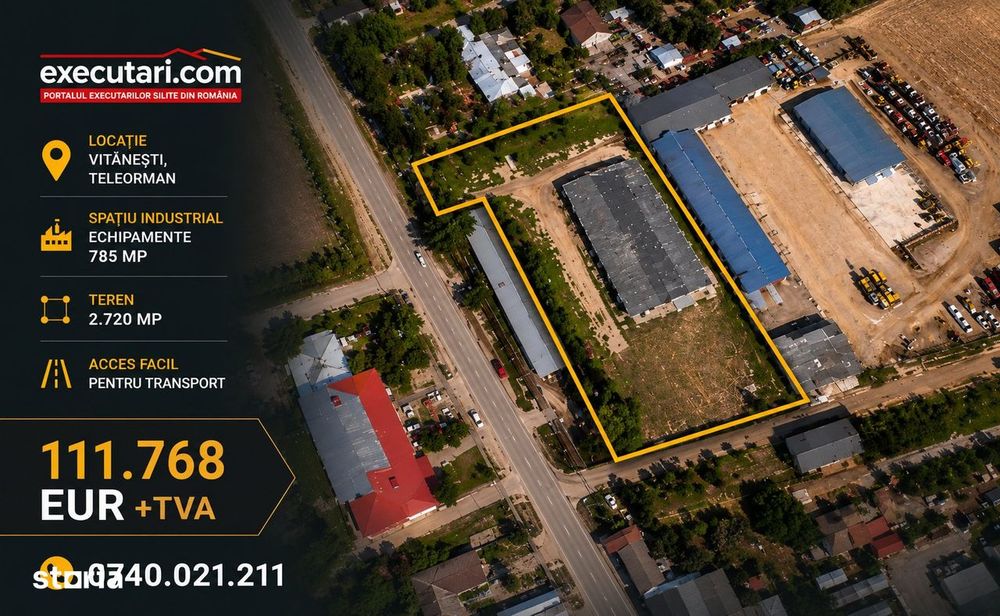 Spațiu Industrial + Echipamente-785 mp + Teren-2.720mp , Vitanesti