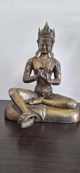 Statuetă budistă tantrică din bronz – reprezentare divină, Himalaya,