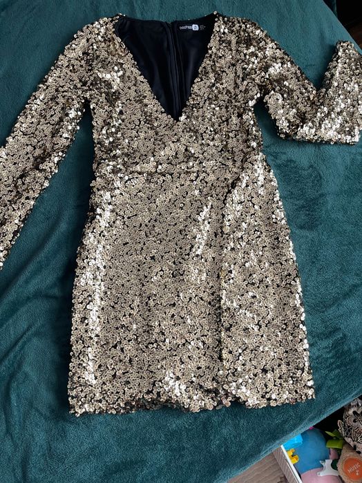 Rochie aurie scurta 36 Boohoo