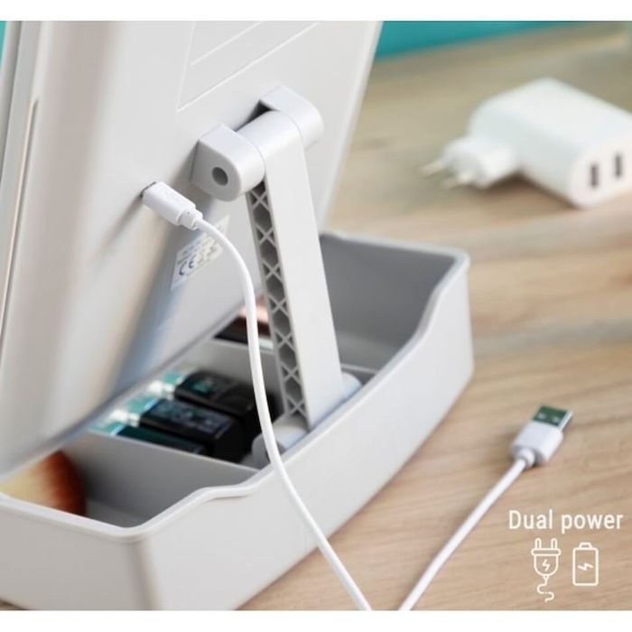 Сгъваемо козметично огледало 3in1 LED С органайзер за грим