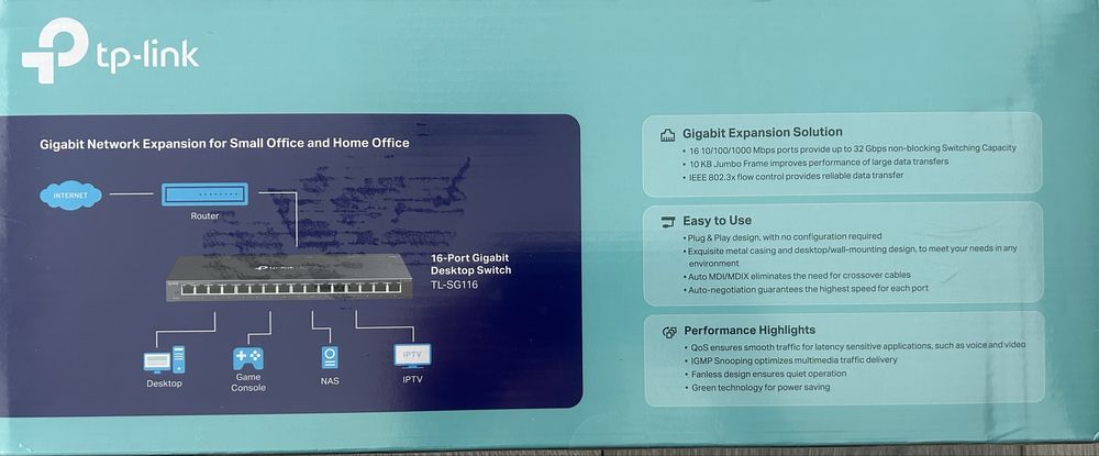 Switch TP-Link 16-Port Gigabit, TL-SG116-Sigilat