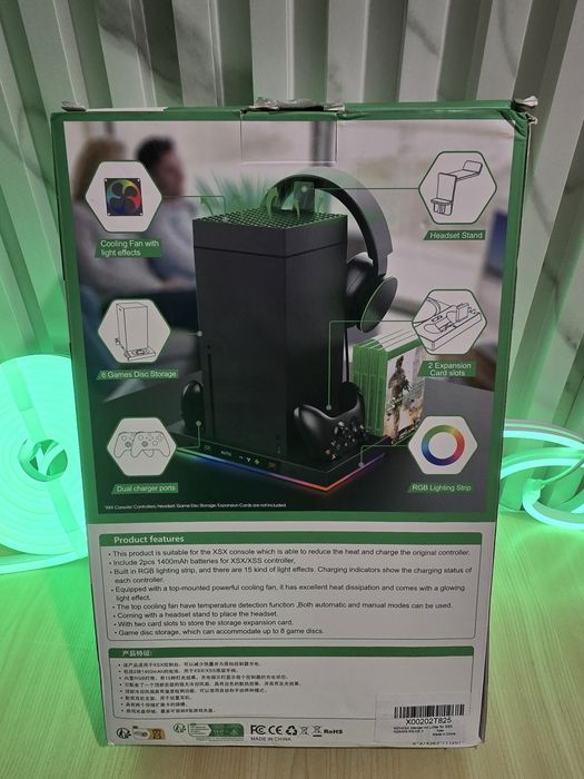 RGB зарядна докинг станция сохлаждащ вентилатор за XBOX Series X