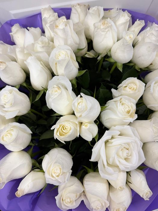 Белые розы , длинные