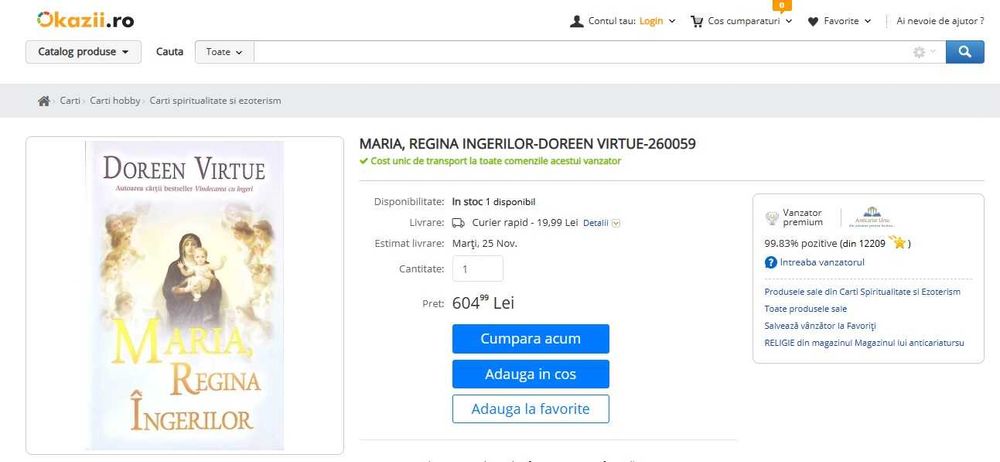 RARA, Maria, regina ingerilor, Doreen Virtue (DE COLECTIE,OUT OF PRINT