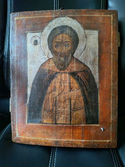 Icoană rusească veche – Sfântul Serghie de Radonej  1780 - 1830