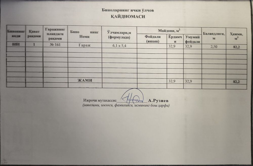 Продается гараж Vosxod 2 STOVAZ г.Zarafshon