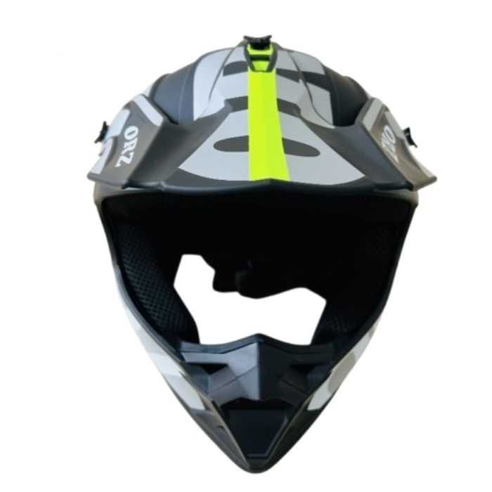 Кросова каска черна с неон и сив, За мотор, Атв, Велосипед, S, M