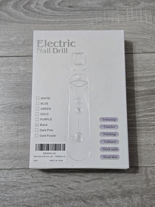 Set electric pentru pedichiură și manichiură – 5 viteze, LED, negru