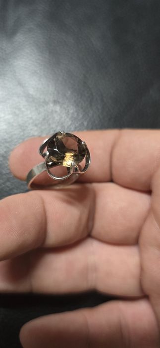 Bengt Hallberg inel argint Quartz fumuriu