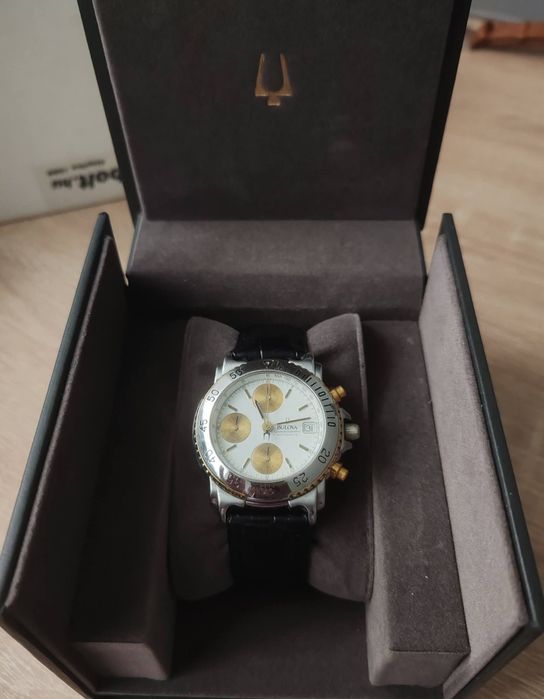Ceas Bulova Chronograph Automatic Valjoux 7750 Swiss Made Sapphire - Ref. G6028 - Anii '90 - Revizie Recenta + Cutie Originala