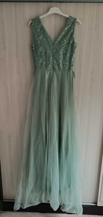 Дантелена дамска рокля, светло зелена