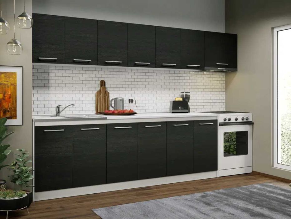 Set Mobila Bucatarie Mina 300 Alb/Ferrara C151 - Transport Gratuit