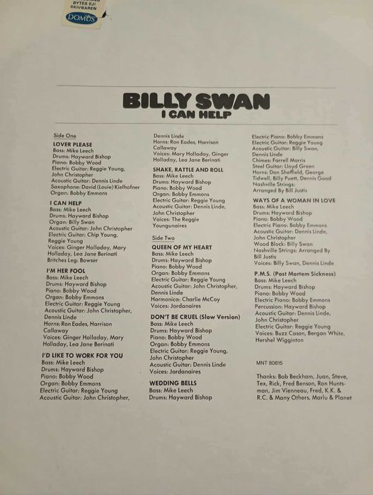 Billy Swan – I Can Help Винилова плоча 30 × 30 cm
