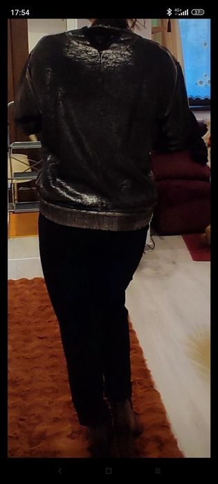 Cardigan argintiu, Made in Italiy, model actual, nou, 100% bumbac