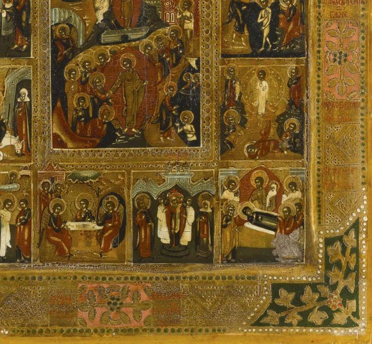 Icoană Prăznicar pe lemn, școală rusească, cca. 1900