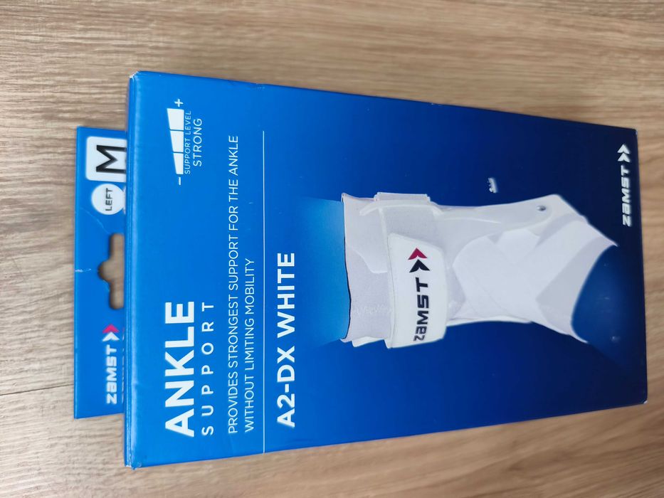 Чисто Нова Професионална Ортеза за Глезен Zamst A2-DX WHITE (Размер M - За ЛЯВ крак)