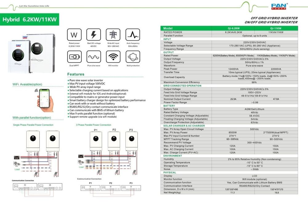 Гибридный инвертер Voltronic 11кв с параллельным соединением на заказ