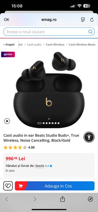 Apple Beats Studio Buds + Cosmic, Autonomie 9 ore, Bluetooth 5.3
