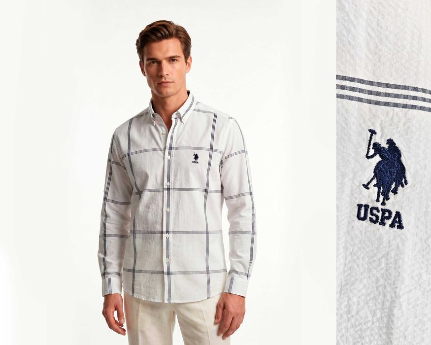 US Polo ASSN Оригинална мъжка риза с навиващи ръкави размер XL НОВА