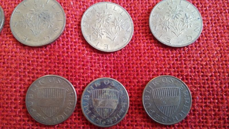 Австрийски монети, 15 броя, емисии от 1962г. до 1993г., много запазени