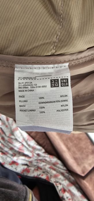 Uniqlo geaca femei, 90% puf și pene, mărimea M
