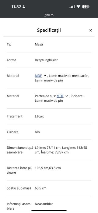 Masa și 4 scaune Jysk