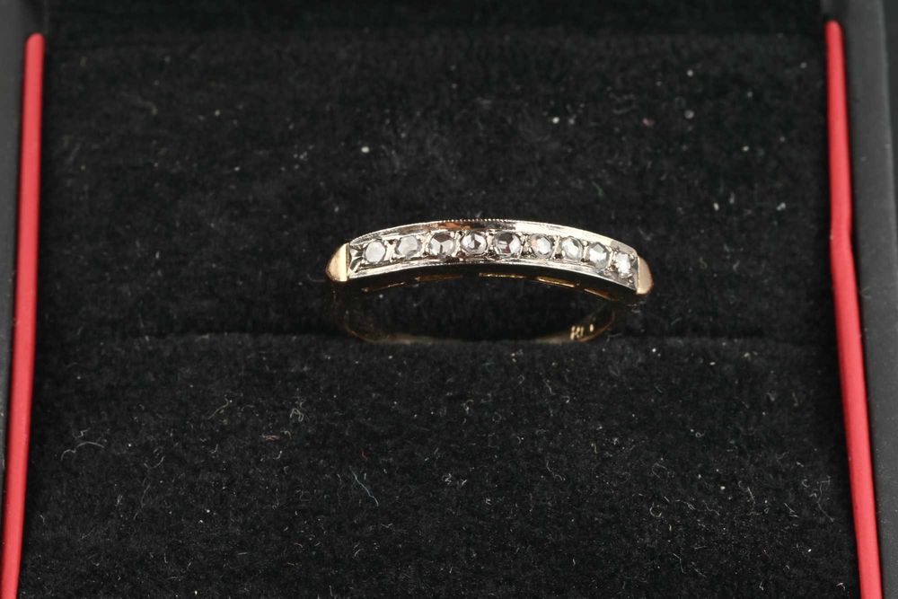 Пръстен Злато 750 ( 18К) и Платина 9 диаманта, размер 53