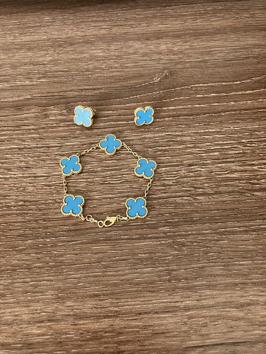 Златни обеци и гривна Van Cleef 14k
